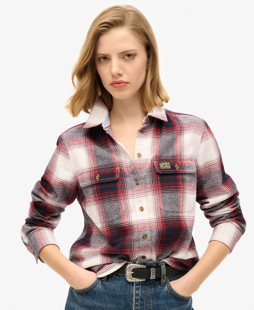 Womens - Lumberjack Check Flannel Shirt in Red/ivory Check | Superdry UK