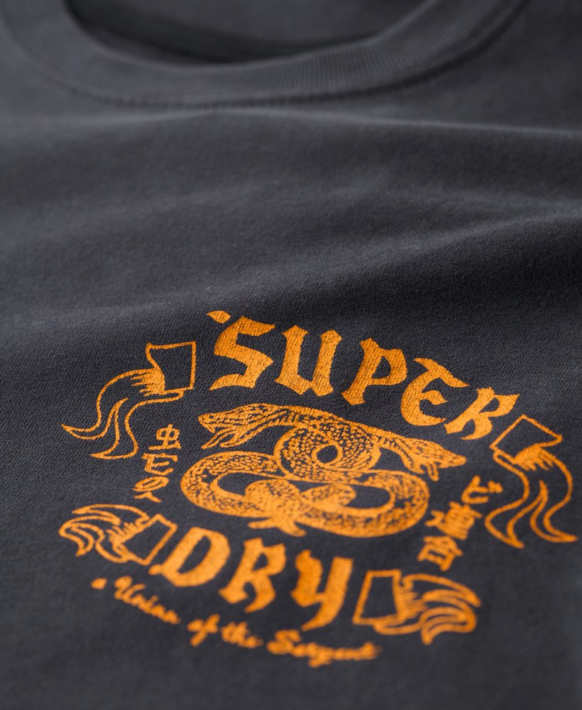 Mens - Biker Rock Graphic Loose Tee in Light Viper Black | Superdry UK