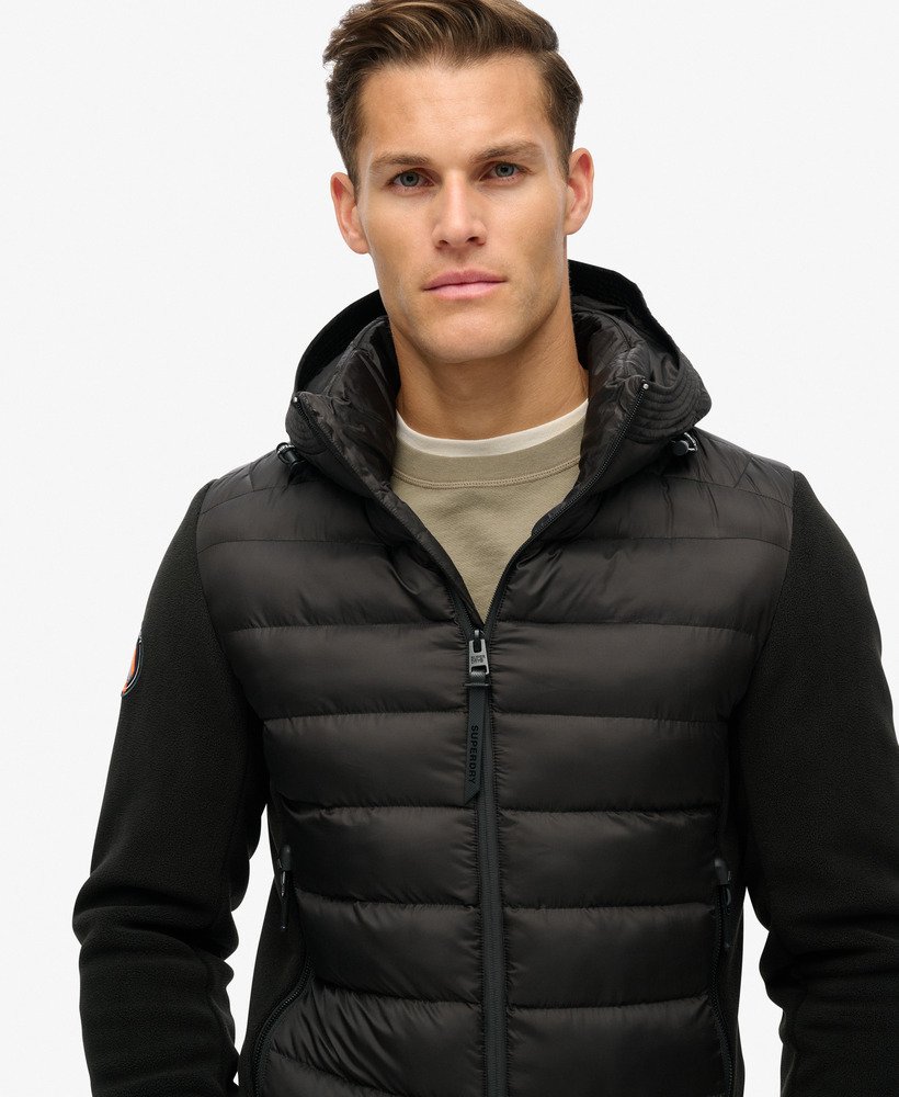 Men s Hooded Storm Fleece Bomber in Black Superdry UK