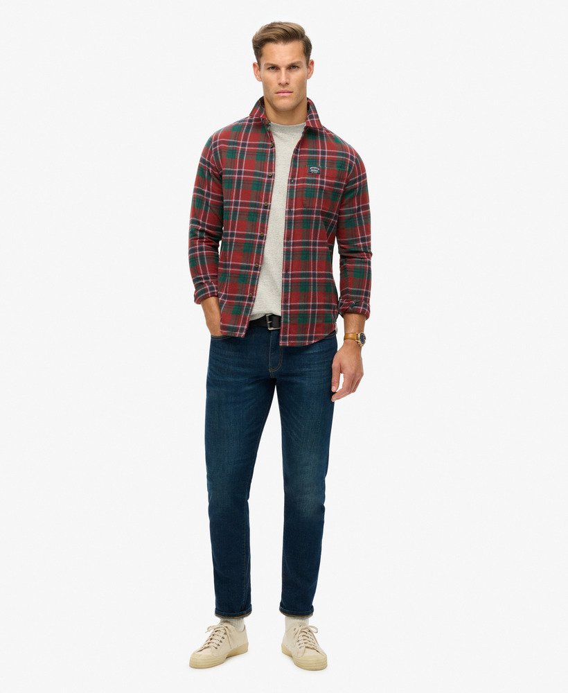 Men's - Organic Cotton Lumberjack Check Shirt in Buckshot Check Red ...