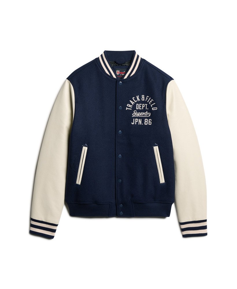 Men's - Varsity Chain Stitch Bomber in Atlantic Navy | Superdry UK