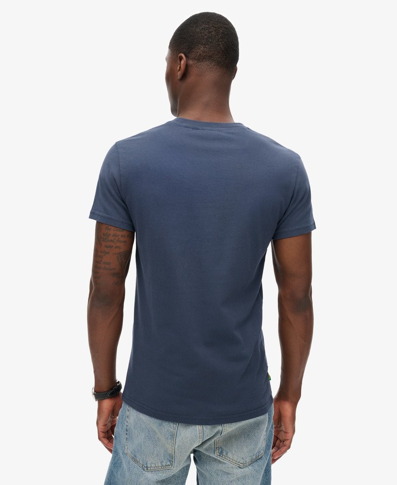 Mens - Organic Cotton Essential Logo T-Shirt in Lauren Navy/fluro Lime ...