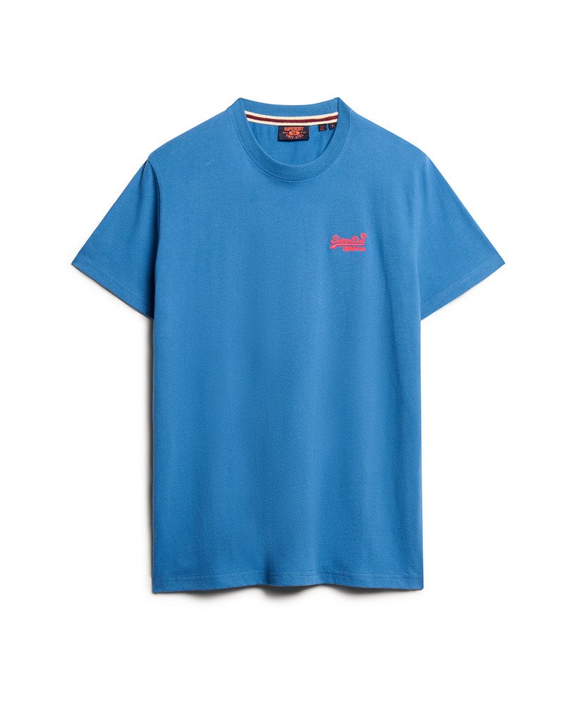 Mens - Organic Cotton Essential Logo T-Shirt in Monaco Blue/fiery Coral ...