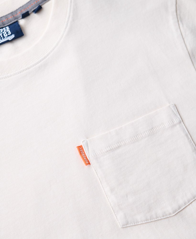 Mens - Essential Washed Pocket T-Shirt in Washed Chalk | Superdry UK