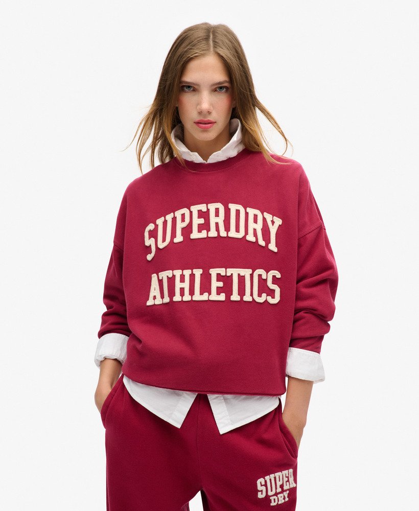 Womens - Athletic Essentials Oversized Applique Crew Jumper in Bordeaux ...