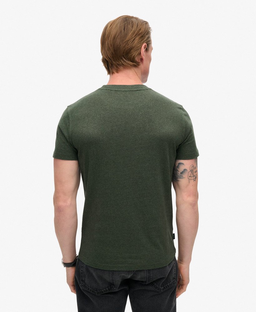 Mens - Organic Cotton Essential Logo T-Shirt in Deep Forest Green Marl ...