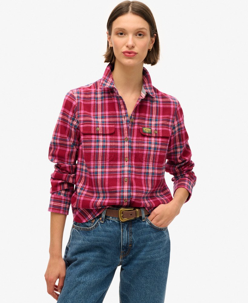 Mujer Camisa de lenador de franela a cuadros en Cuadros Rojos Baya Superdry ES