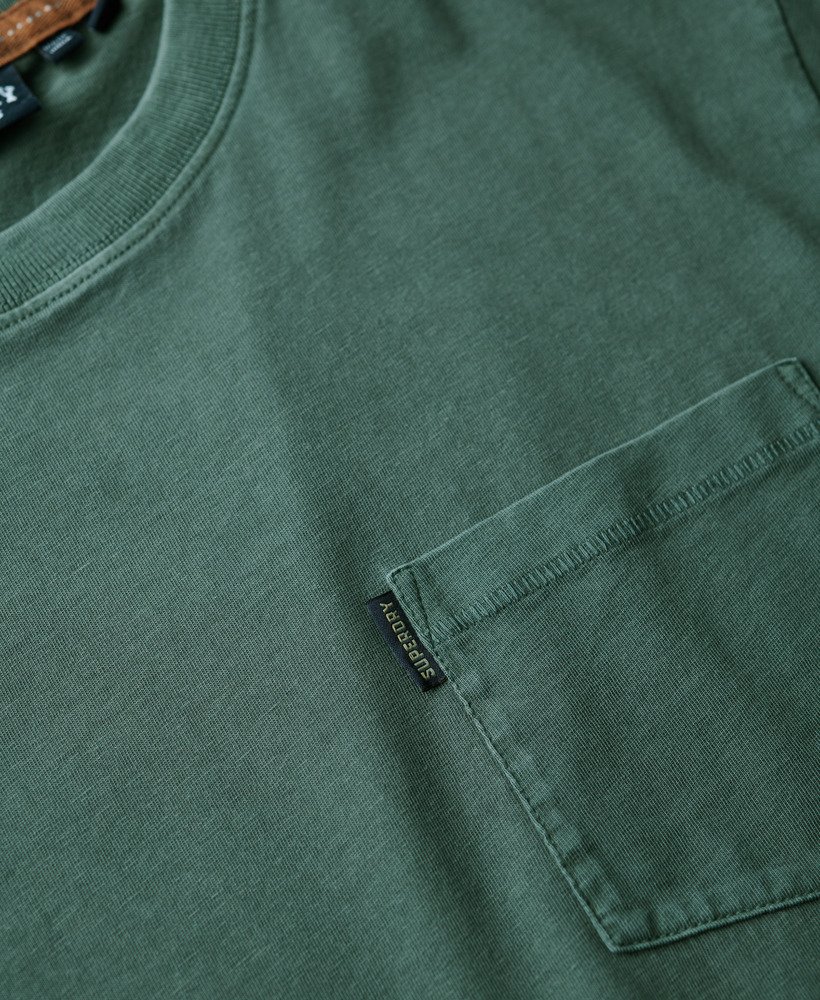 Mens - Essential Washed Pocket T-Shirt in Washed Forest Green | Superdry UK