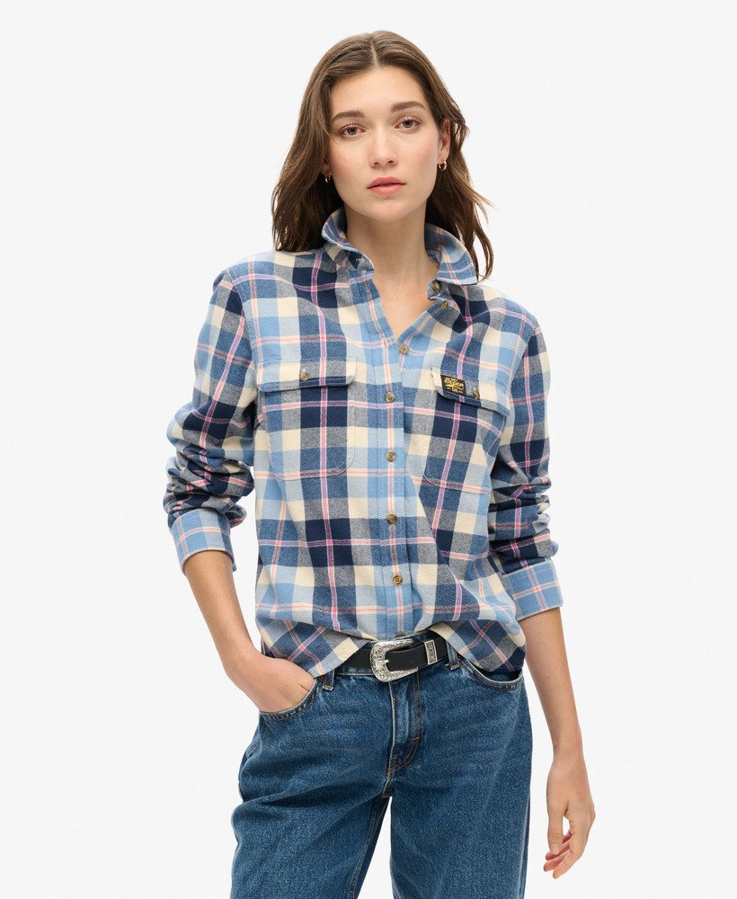 Women s Lumberjack Check Flannel Shirt in Classic Blue Check Superdry CA EN