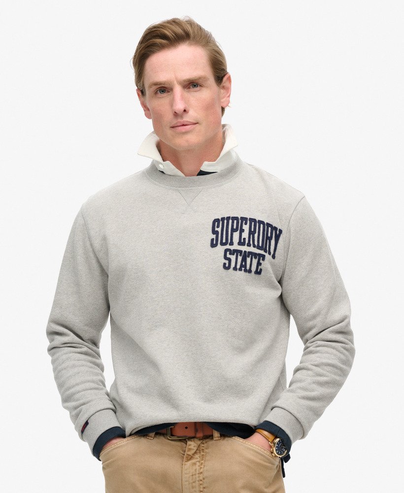 Men s Vintage Athletic Crew Sweatshirt in Vintage Sweat Light Grey Marl Superdry CA EN