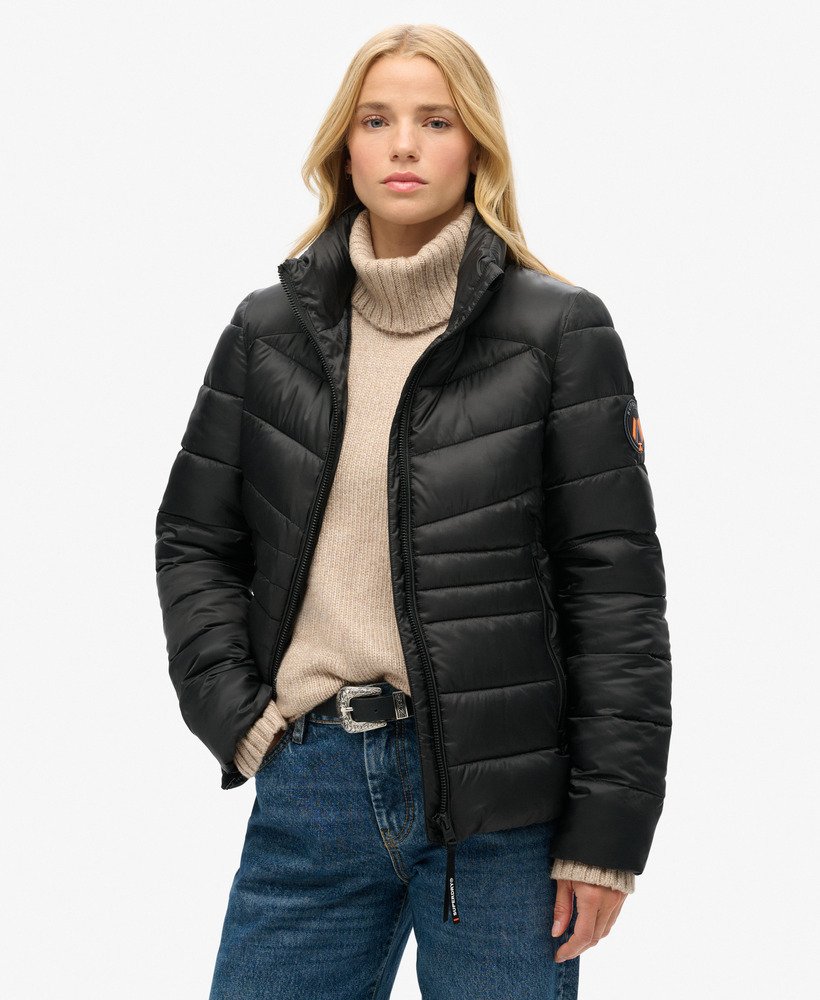 Womens Fuji Quilted Padded Jacket in Black Superdry UK