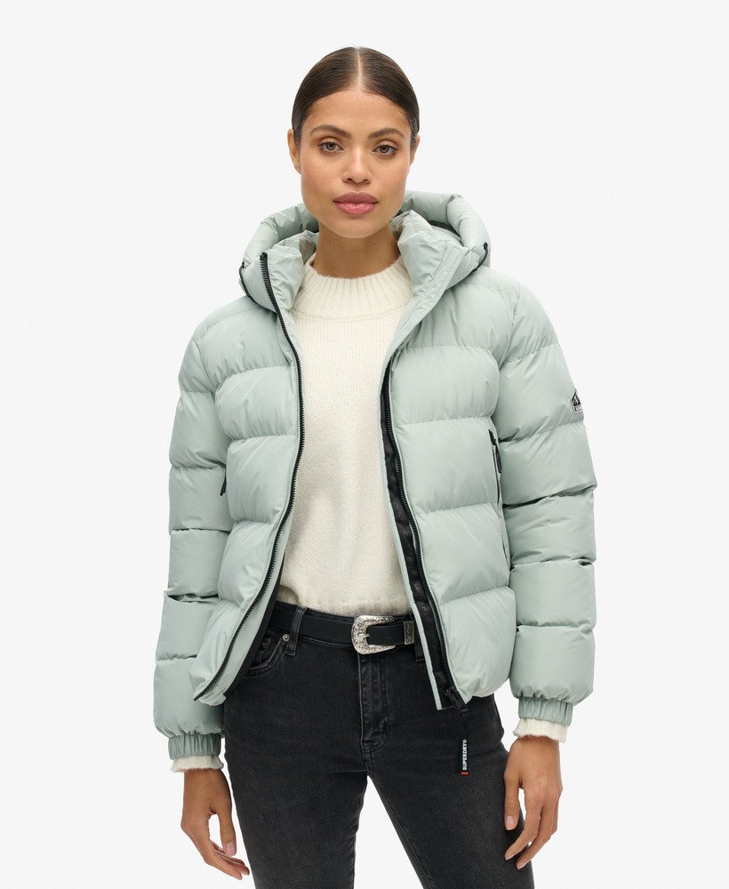 Womens Hooded Sports Puffer Jacket in Puritan Grey Superdry UK