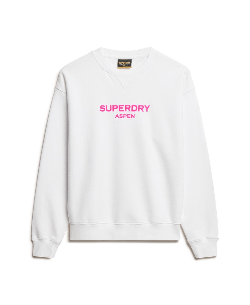 Womens Sport Luxe Loose Crew Sweatshirt in Brilliant White Superdry UK