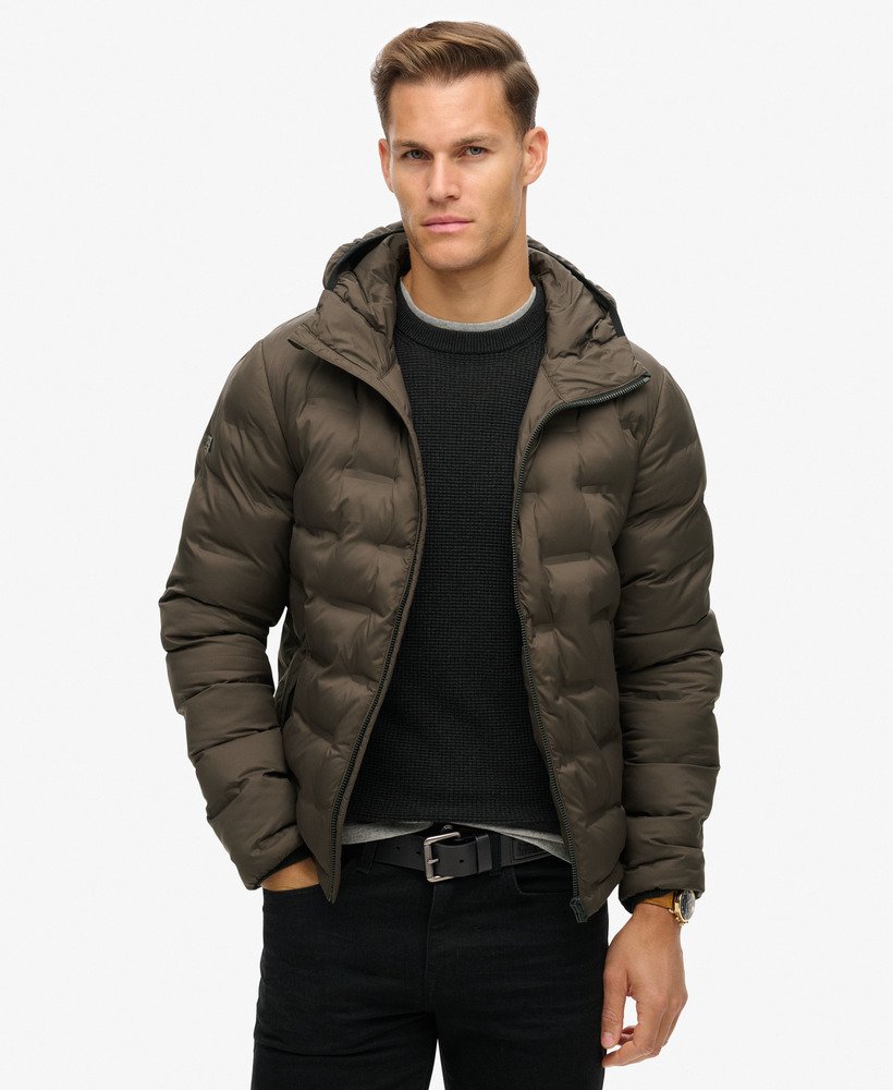 Quilted puffer jacket with hood hotsell