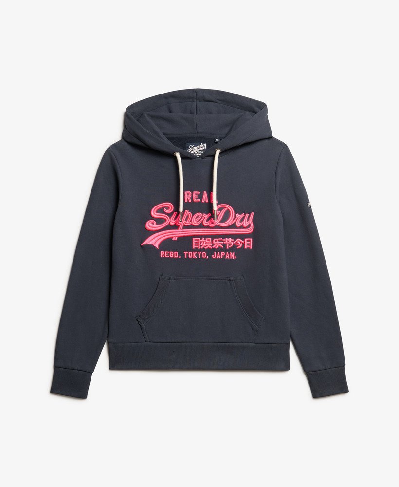 Superdry Hoodie mit gestickter Vintage Logografik in Neonfarben Damen Damen Hoodies und sweatshirts