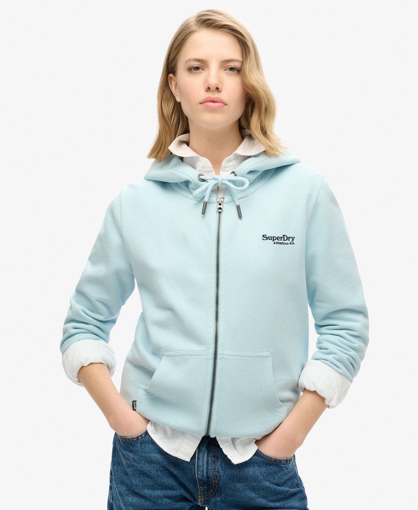 Womens Essential Logo Zip Hoodie in Winter Sky Blue Superdry UK