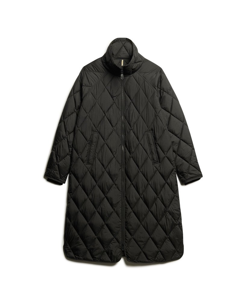 Superdry Women s Superlong Quilted Liner Coat Black Casual Jackets