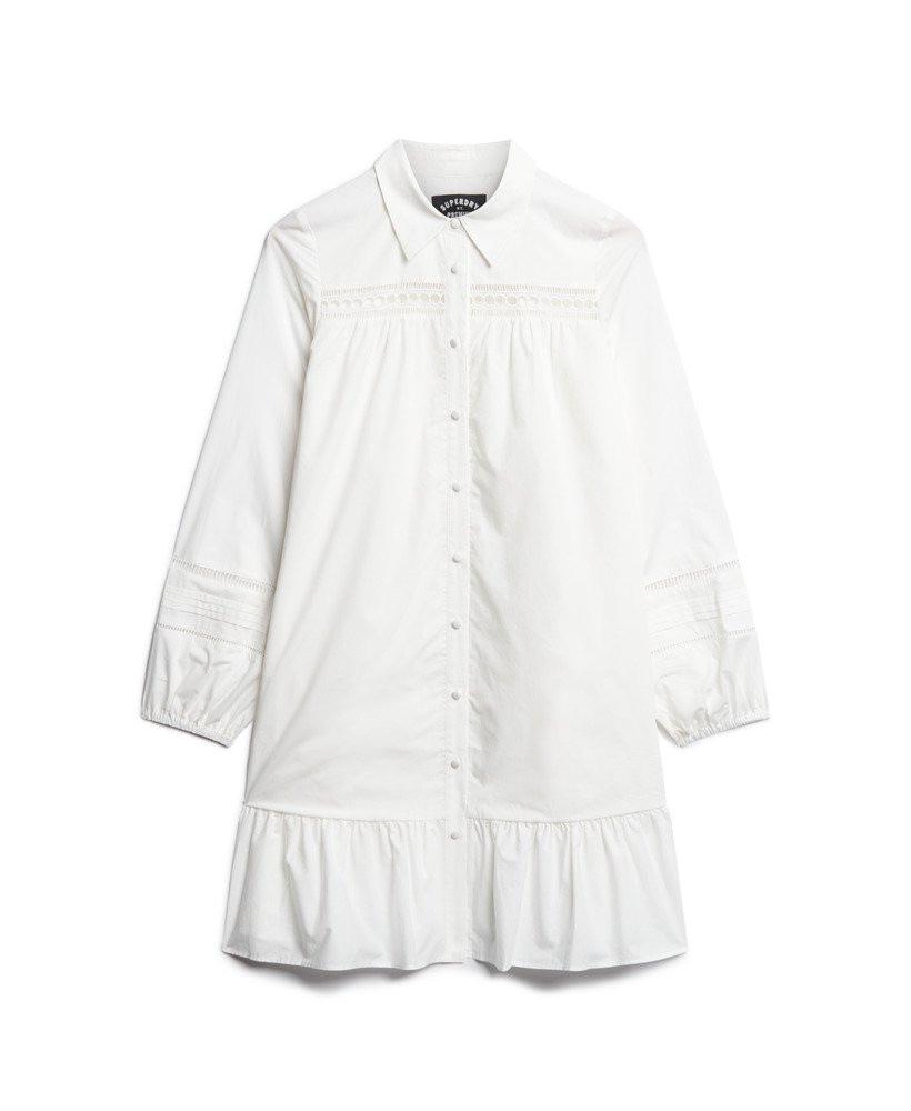 Womens - Lace Mix Shirt Dress in Chalk White | Superdry UK