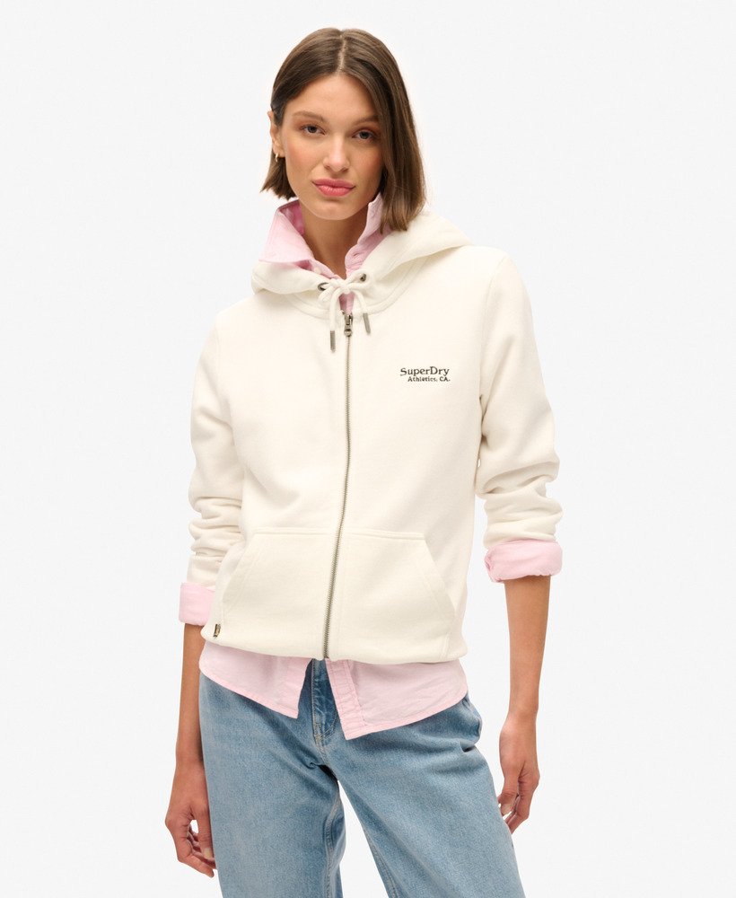 Womens Essential Logo Zip Hoodie in Off White Superdry UK