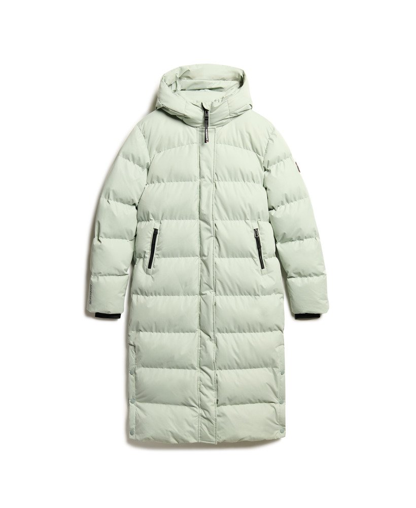 Womens Microfibre Longline Puffer Coat in Puritan Grey Superdry UK