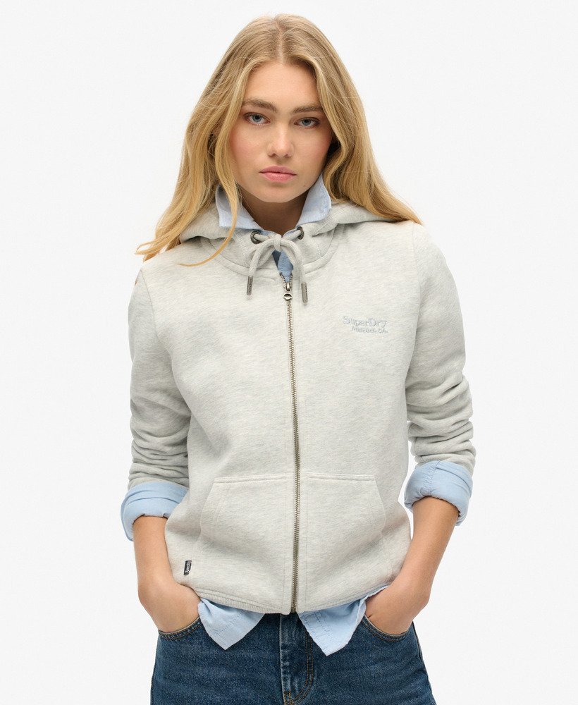 Womens Essential Logo Zip Hoodie in Glacier Grey Marl Superdry UK