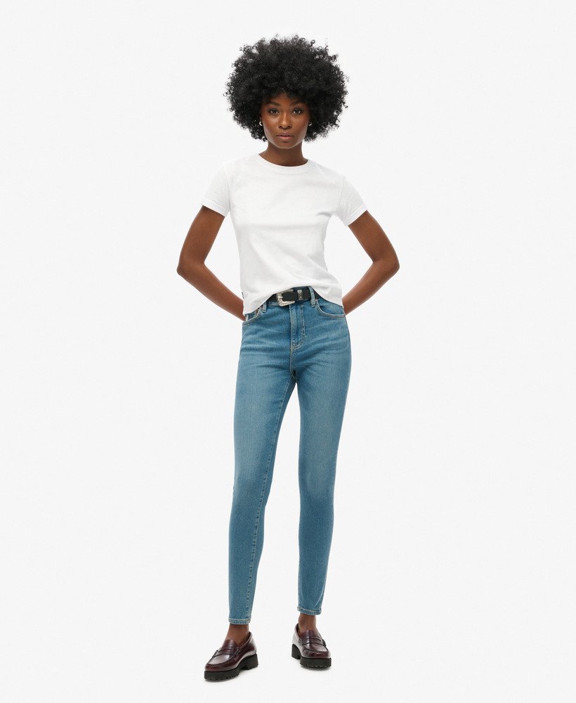 Femme Jean Denim skinny taille haute en coton bio Bleu Moyen Salem Superdry CH FR