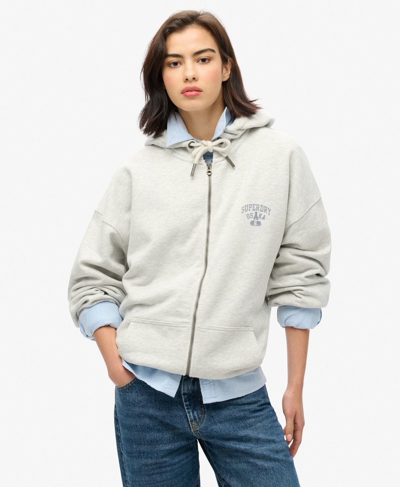 Womens Athletic Essentials Oversized Hoodie in Glacier Grey Marl Superdry UK