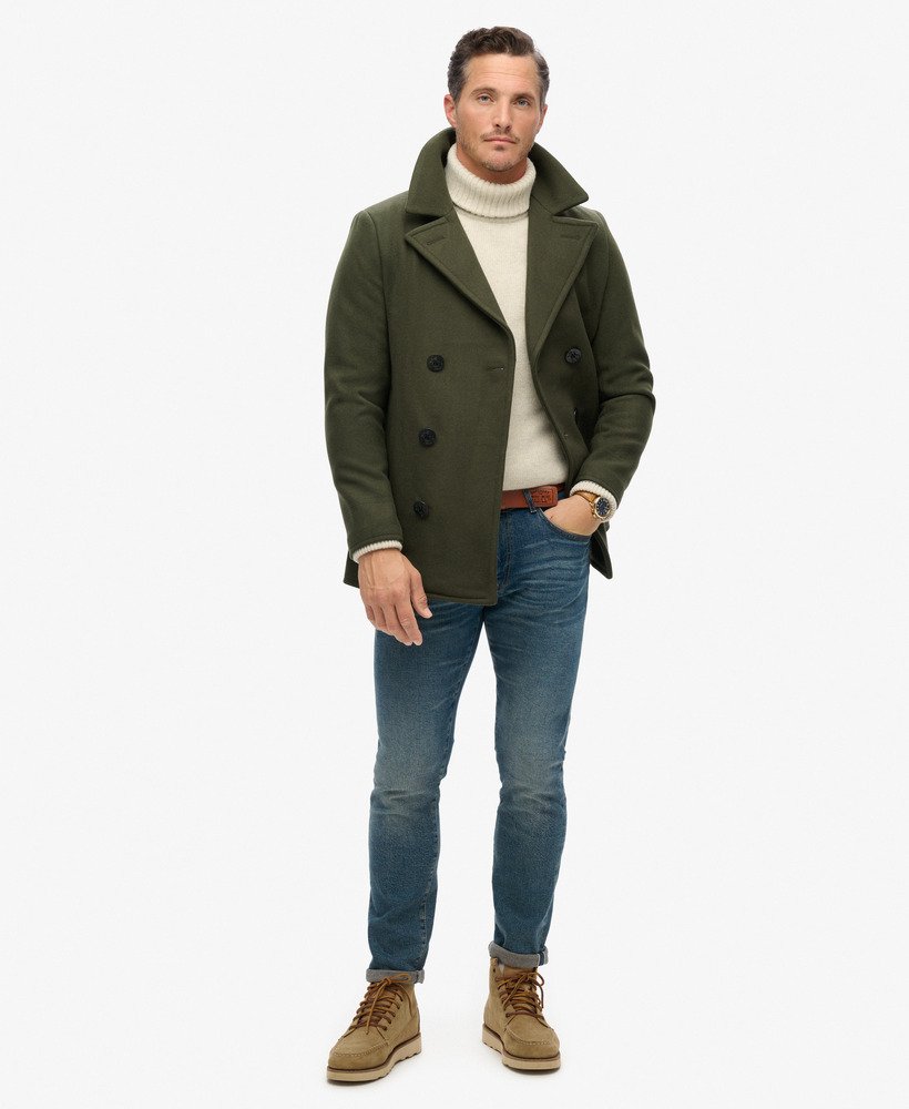 Herren - The Merchant Store – Peacoat aus Wolle Dunkles Moosgrün  