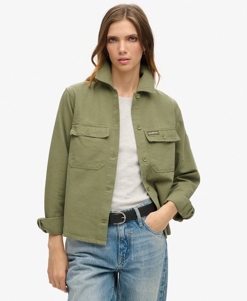 Womens - Embellished Military Jacket in Army Green | Superdry UK