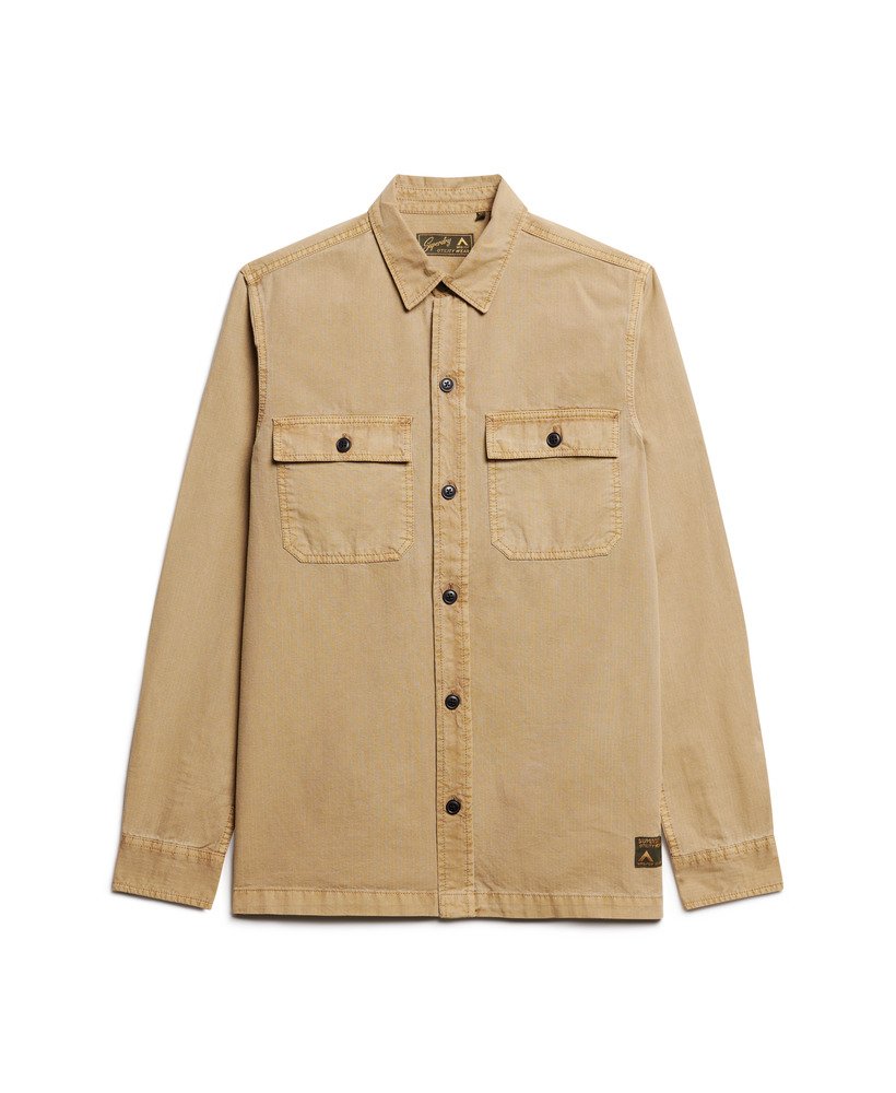 Men's - Military Long Sleeve Shirt in Canyon Sand Brown | Superdry UK