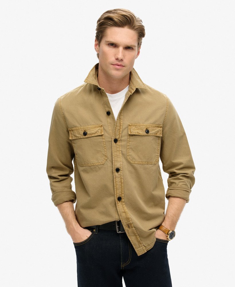 Homme Chemise militaire a manches longues Marron Sable Du Canyon Superdry BE FR