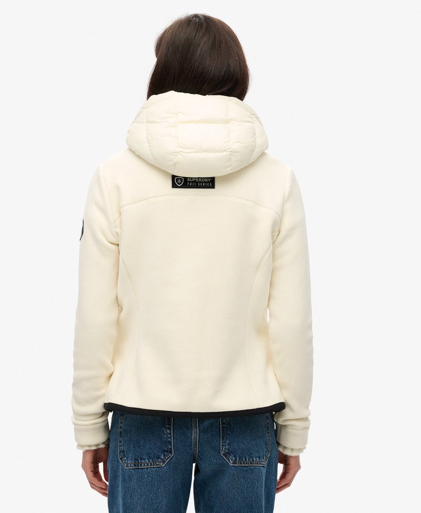 Womens Hooded Storm Fleece Jacket in Off White Superdry UK