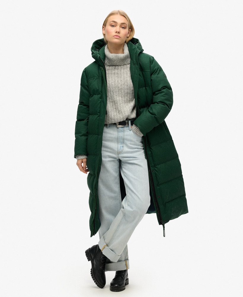 Green longline puffer jacket on sale