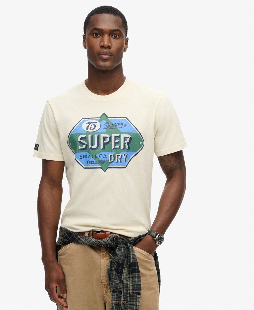 Mens white superdry t shirt best sale