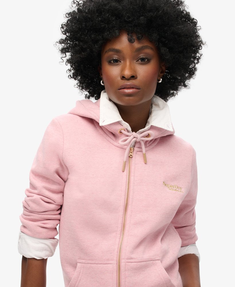 Womens Essential Logo Zip Hoodie in La Soft Pink Marl Superdry UK