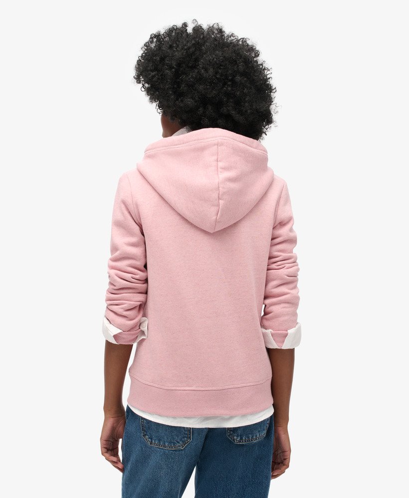 Womens - Essential Logo Zip Hoodie in La Soft Pink Marl | Superdry UK