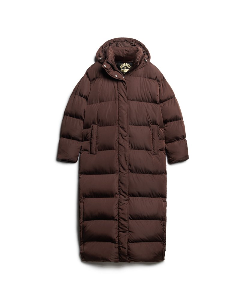 Brown down coat with hood hotsell