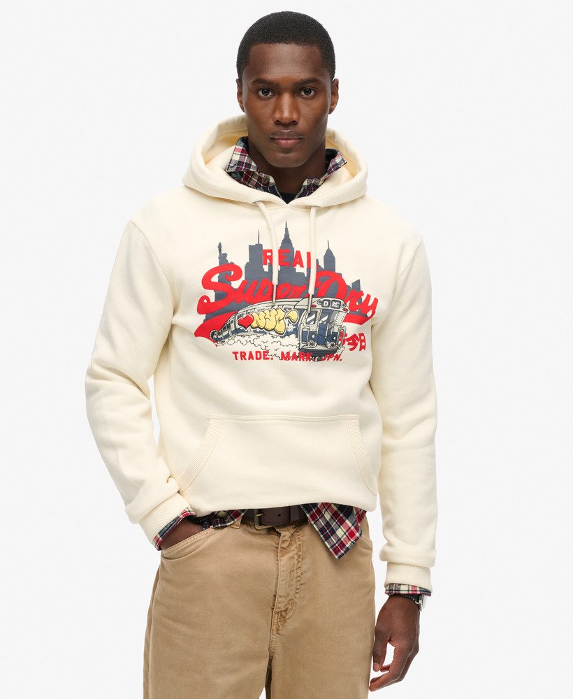 White hoodie with graphic sale