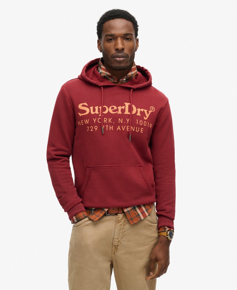 Superdry Men s Tonal Venue Logo Hoodie Red Hoodies