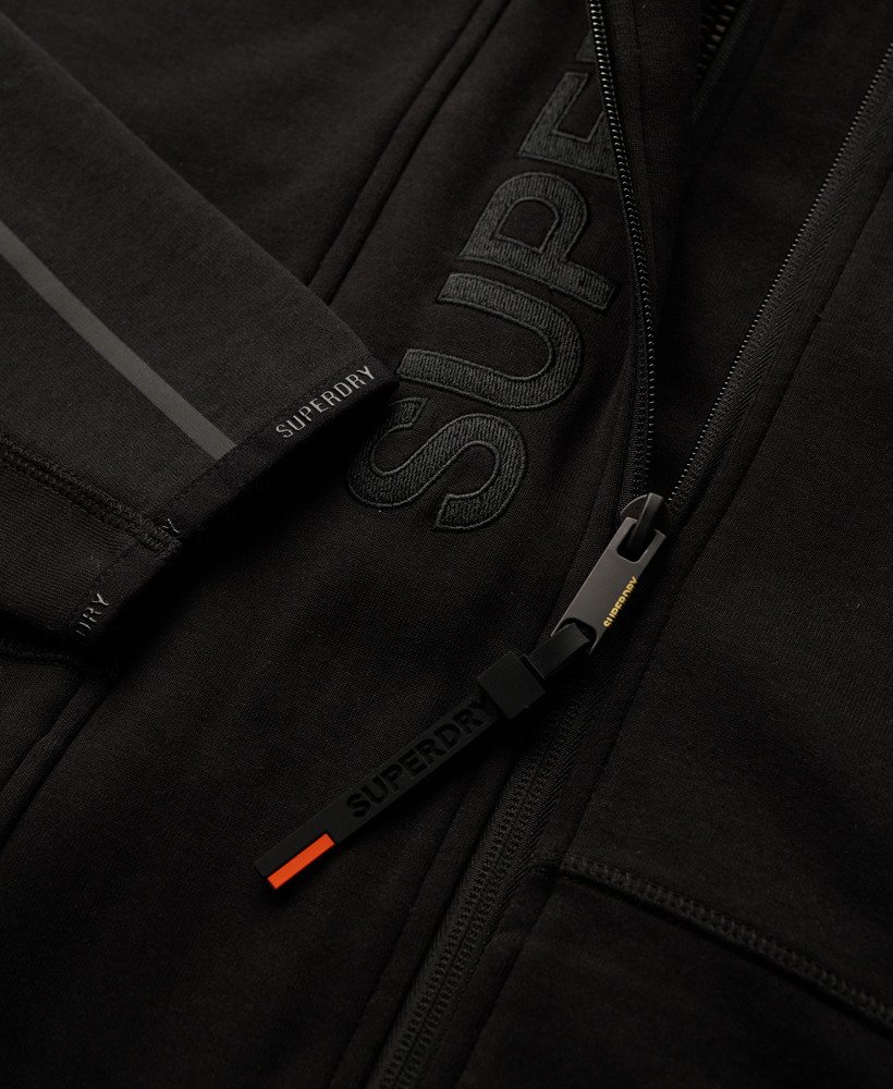 Mens Tech Logo Loose Zip Hoodie in Black orange Superdry UK