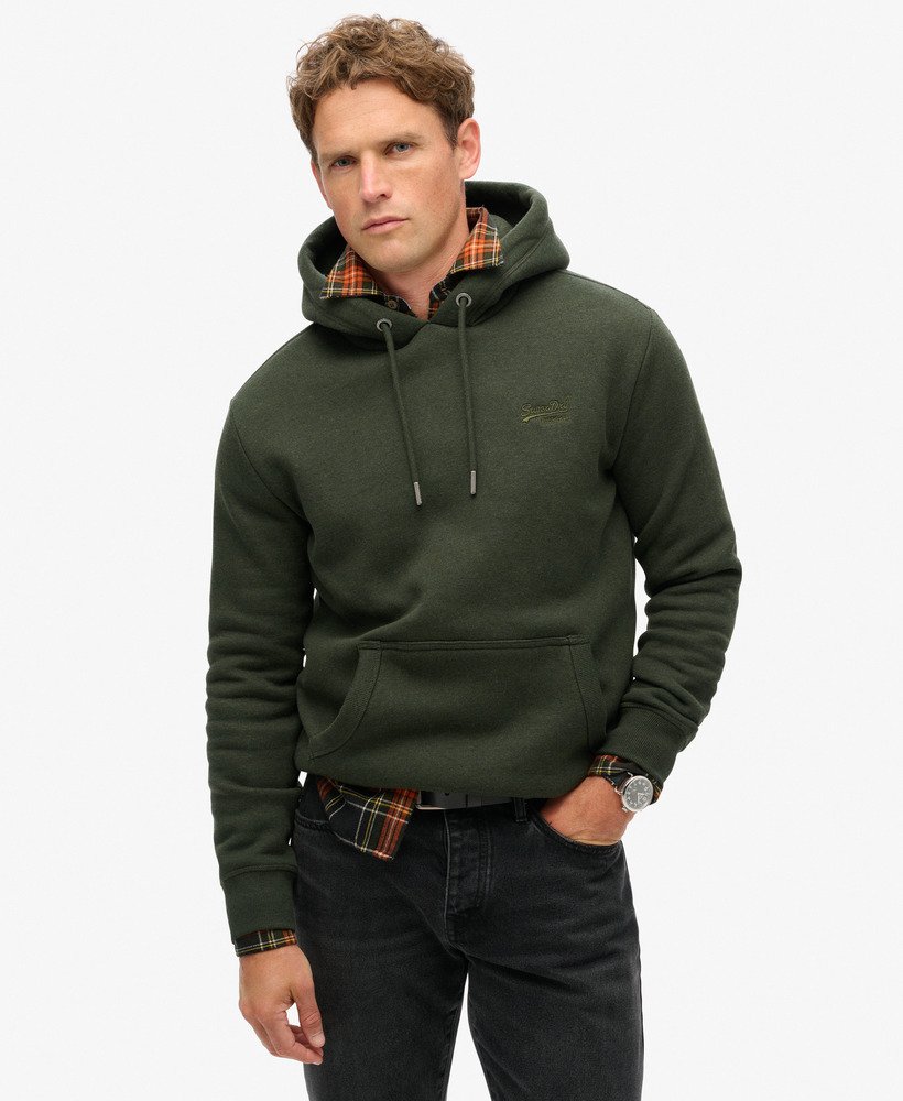 Mens Essential Logo Hoodie in Dark Olive Marl Superdry UK