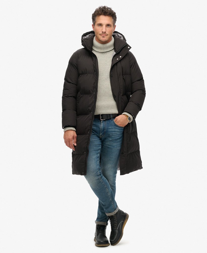 Black long padded jacket online