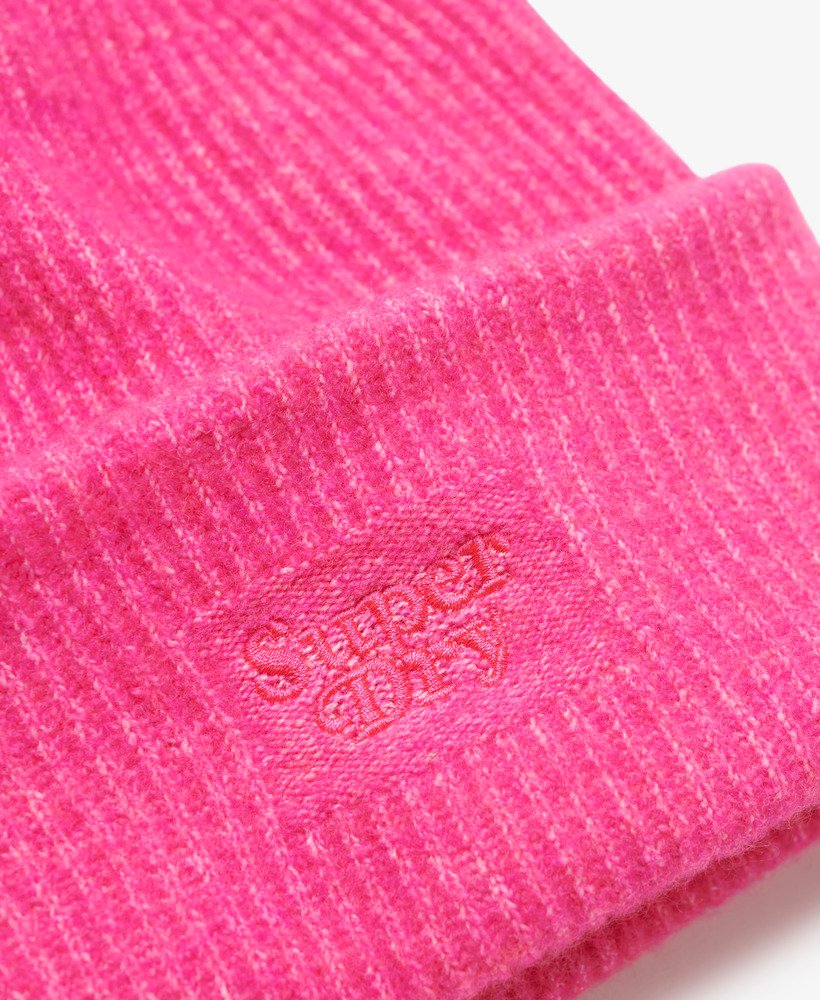 Men s Soft Rib Knit Beanie Hat in Hyper Magenta Pink Superdry