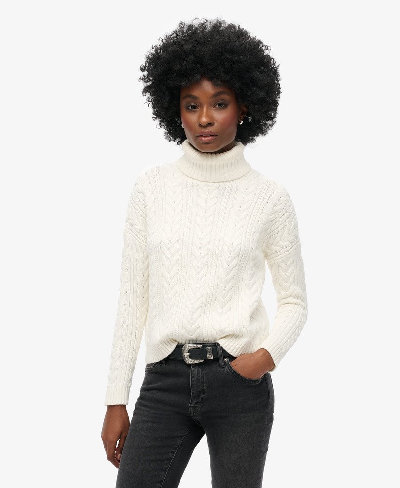 Ladies white polo neck jumper hotsell