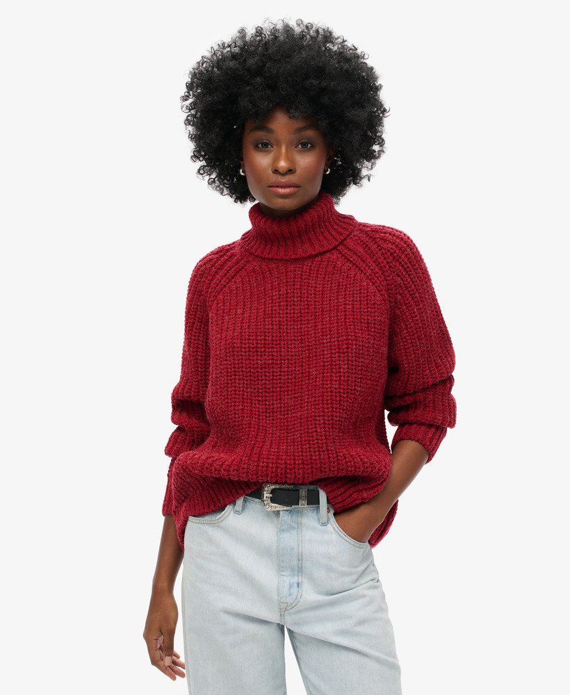 Pull maille rouge femme sale