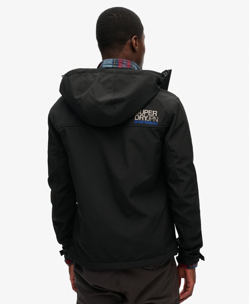 Men s Hooded Soft Shell Trekker Jacket in Black Superdry UK