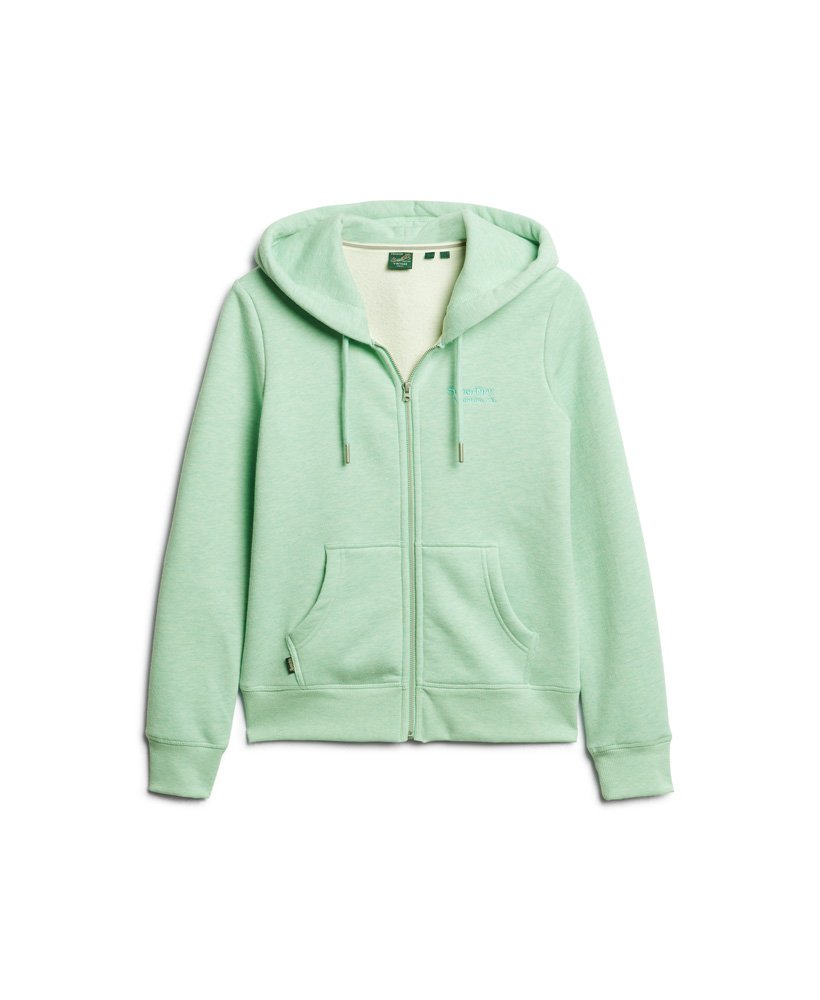 Womens Essential Logo Zip Hoodie in Minted Green Marl Superdry UK