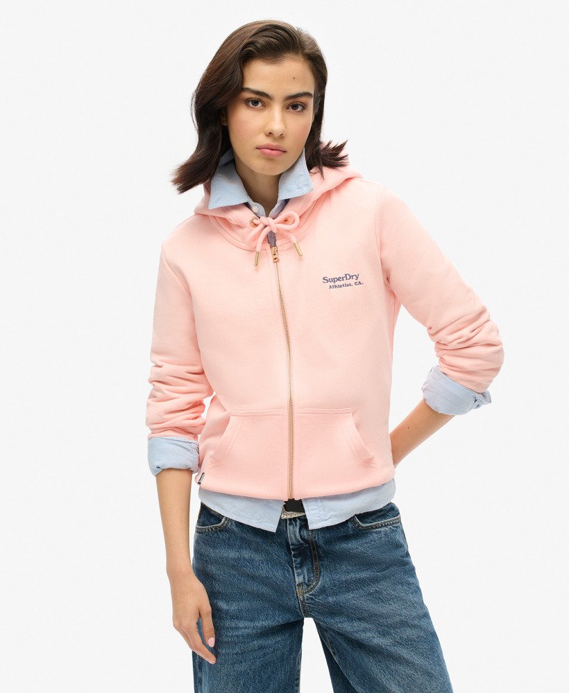 Womens Essential Logo Zip Hoodie in Pale Rose Pink Superdry UK