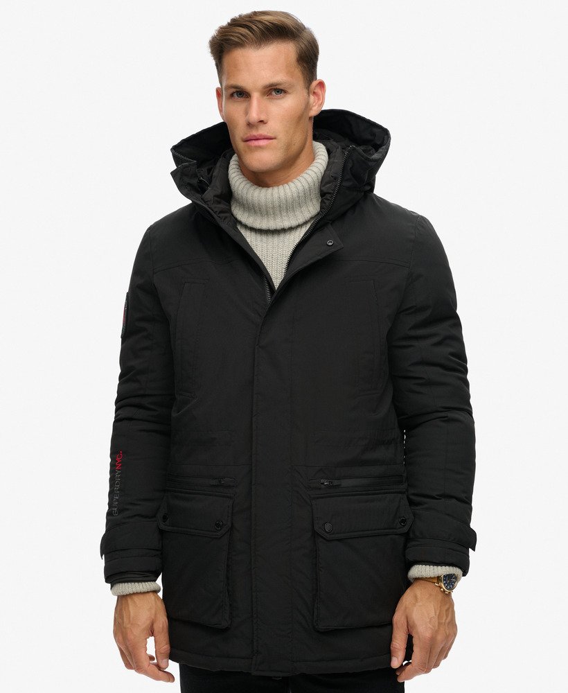 Men s City Padded Parka Jacket in Black Superdry CA EN