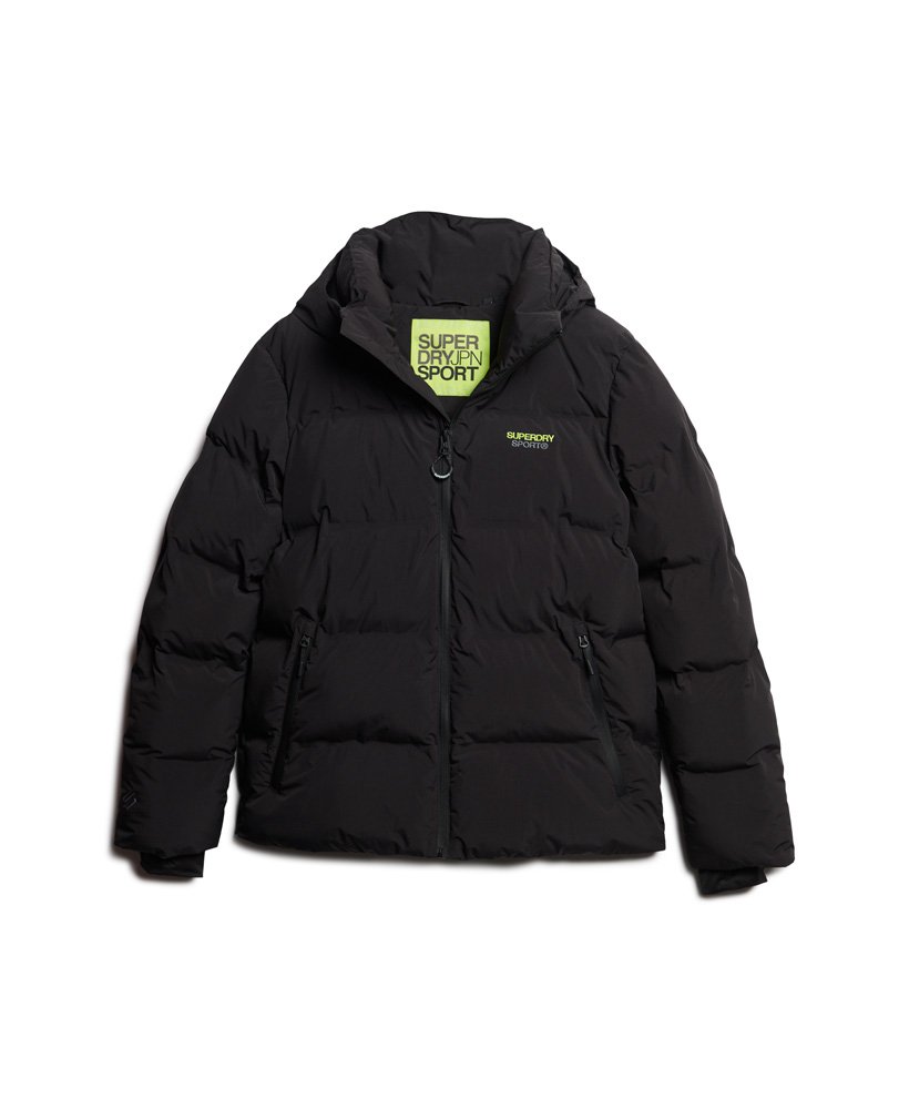 Men s Hooded Boxy Puffer Jacket in Black Superdry UK